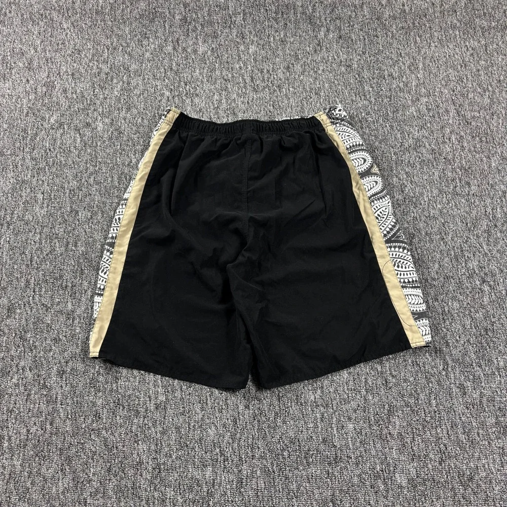 Y2K Baggy Paisley Quiksilver Surf Board Shorts Black Hawaiian Print Large